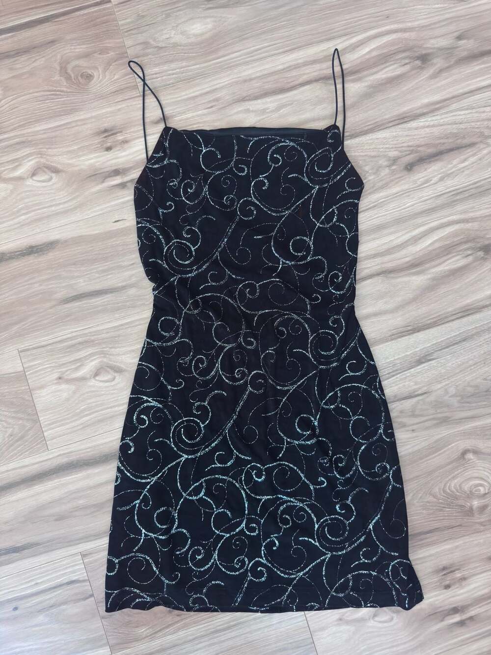 City Triangles Vintage 90s Black and Silver Mini Slip Dress